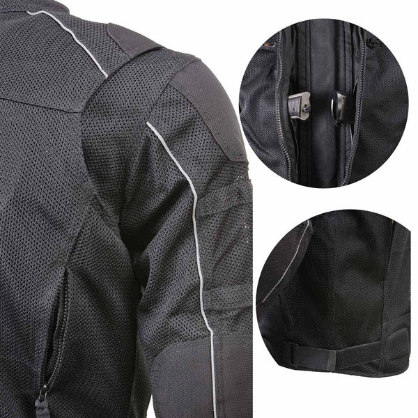 Milwaukee Leather Men's Troubled Black Textile Motorcycle Jacket w/ CE Armor - MPM17029