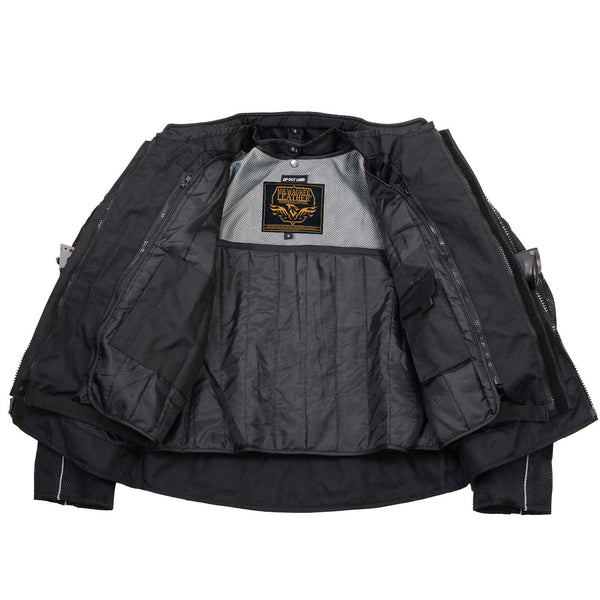 Milwaukee Leather Men's Troubled Black Textile Motorcycle Jacket w/ CE Armor - MPM17029
