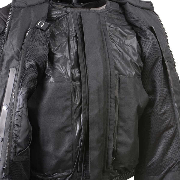 Milwaukee Leather Men's Troubled Black Textile Motorcycle Jacket w/ CE Armor - MPM17029