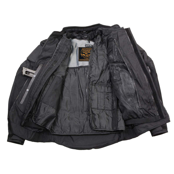 Milwaukee Leather Men's Shadow Black Textile Motorcycle Jacket w/ CE Armor - MPM17030