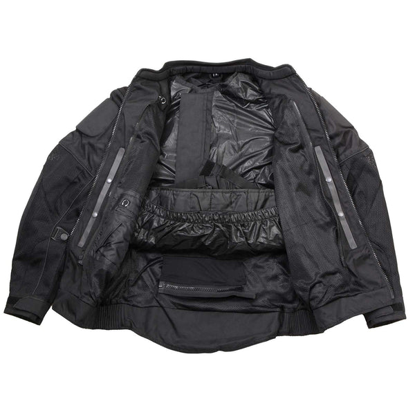 Milwaukee Leather Men's Shadow Black Textile Motorcycle Jacket w/ CE Armor - MPM17030