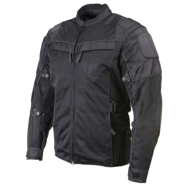 Milwaukee Leather Men's Shadow Black Textile Motorcycle Jacket w/ CE Armor - MPM17030