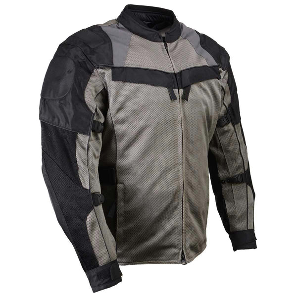 Milwaukee Leather Men's Venture Dark Grey/Black Textile Motorcycle Jacket w/ CE Armor - MPM17032