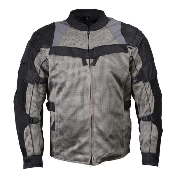 Milwaukee Leather Men's Venture Dark Grey/Black Textile Motorcycle Jacket w/ CE Armor - MPM17032