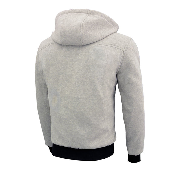 Nexgen Heat MPM1714SET Men's Heated Hoodie Silver Zipper Front Textile Sweatshirt - for Winter Riding Outdoor Activities