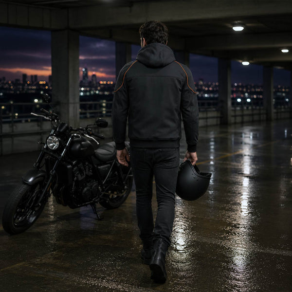 Milwaukee Leather MPM1764 Men's Black Soft Shell CE Armored Motorcycle Racing Style Hoodie Jacket w/ Detachable Hood