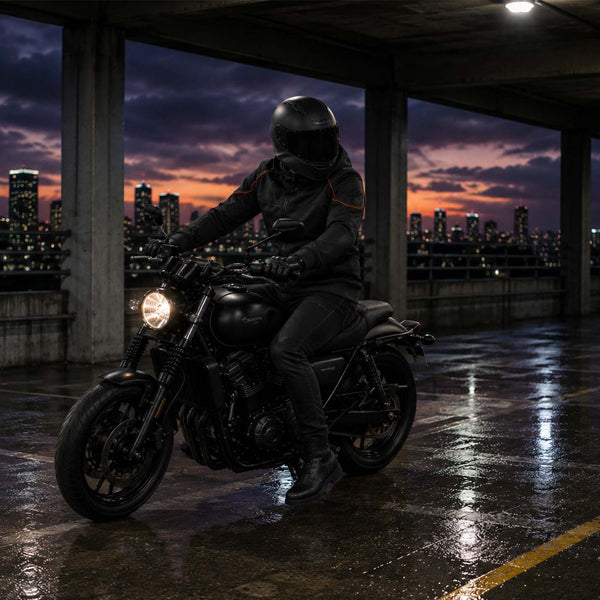 Milwaukee Leather MPM1764 Men's Black Soft Shell CE Armored Motorcycle Racing Style Hoodie Jacket w/ Detachable Hood