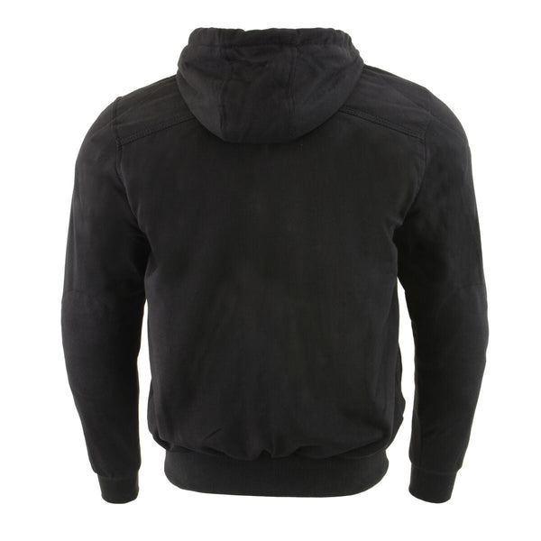 Milwaukee Leather Men's Black Streetguard Riding Hoodie - Aramid Reinforced with CE Shoulder and Elbow Armor - MPM1788
