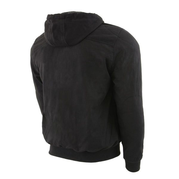Milwaukee Leather Men's Black Streetguard Riding Hoodie - Aramid Reinforced with CE Shoulder and Elbow Armor - MPM1788