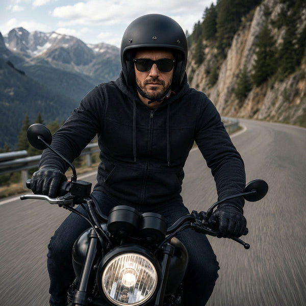 Milwaukee Leather Men's Black Streetguard Riding Hoodie - Aramid Reinforced with CE Shoulder and Elbow Armor - MPM1788