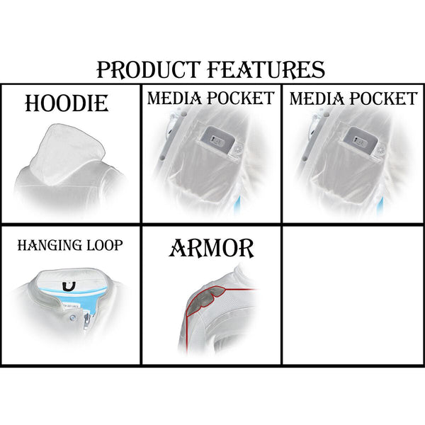 Milwaukee Leather MPM1788 Men's Silver CE Approved Armored Riding Hoodie Sweater w/ Aramid by DuPont Fibers