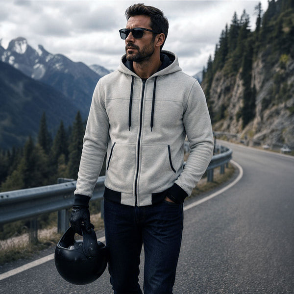 Milwaukee Leather Men's Silver Streetguard Riding Hoodie - Aramid Reinforced with CE Shoulder and Elbow Armor - MPM1788
