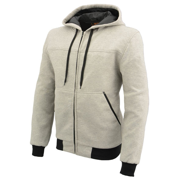 Milwaukee Leather Men's Silver Streetguard Riding Hoodie - Aramid Reinforced with CE Shoulder and Elbow Armor - MPM1788