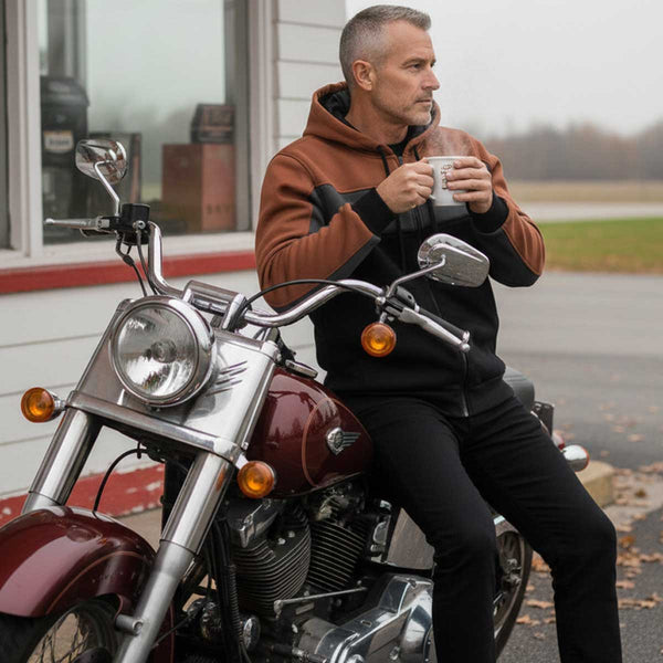 Milwaukee Leather Men's Streetguard Riding Hoodie - Aramid Reinforced with CE Shoulder and Elbow Armor - MPM1789