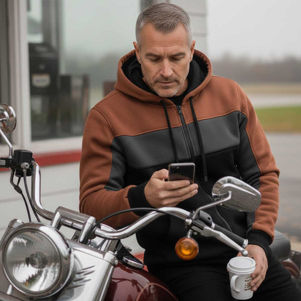 Milwaukee Leather Men's Streetguard Riding Hoodie - Aramid Reinforced with CE Shoulder and Elbow Armor - MPM1789