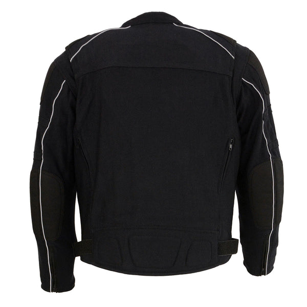 Milwaukee Leather Men's Black Armored Textile Motorcycle Jacket-All Season Jacket w/ Removable Liner - MPM1791