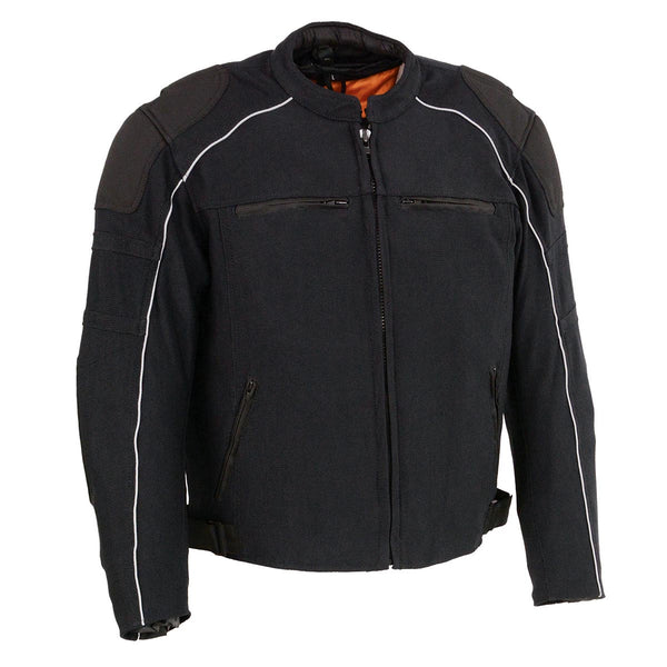 Milwaukee Leather Men's Black Armored Textile Motorcycle Jacket-All Season Jacket w/ Removable Liner - MPM1791
