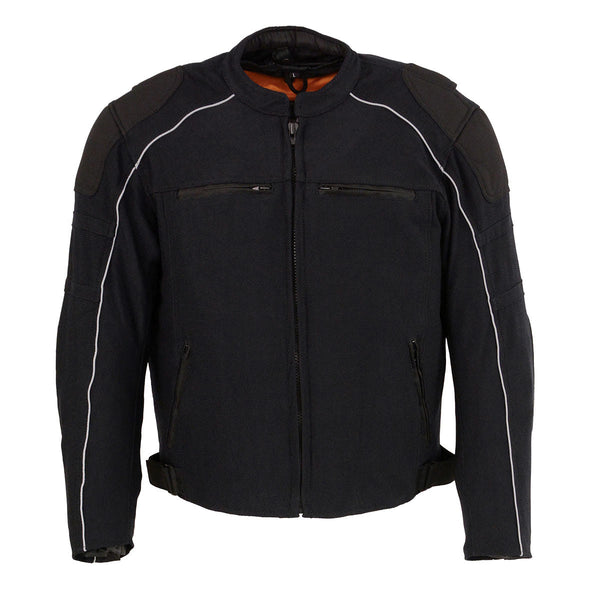 Milwaukee Leather Men's Black Armored Textile Motorcycle Jacket-All Season Jacket w/ Removable Liner - MPM1791