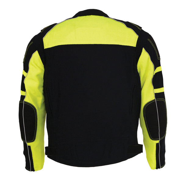 Milwaukee Leather Men's Black and Neon Green CE Armored All Season Textile Motorcycle Riding Jacket  - MPM1791