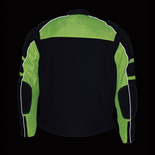Milwaukee Leather Men's Black and Neon Green CE Armored All Season Textile Motorcycle Riding Jacket  - MPM1791