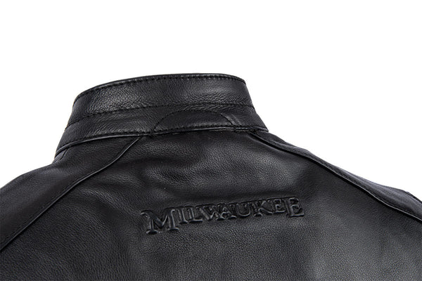 MMCC Men's Ducktail Black Leather Motorcycle Vest - MV3520