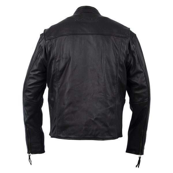 MMCC Men's Black Leather Motorcycle Jacket - MV5020