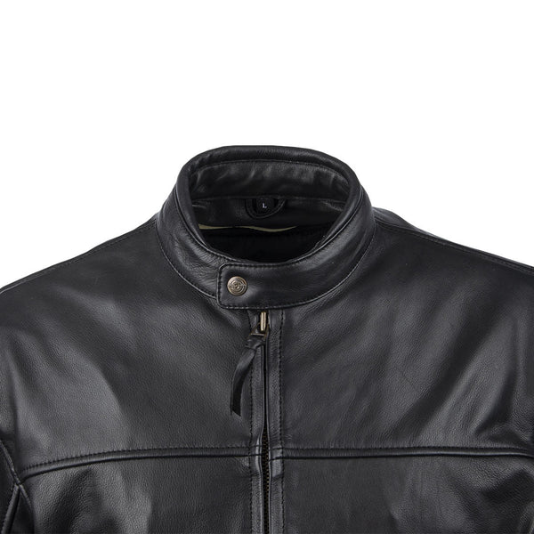 MMCC Men's Black Leather Motorcycle Jacket - MV5020