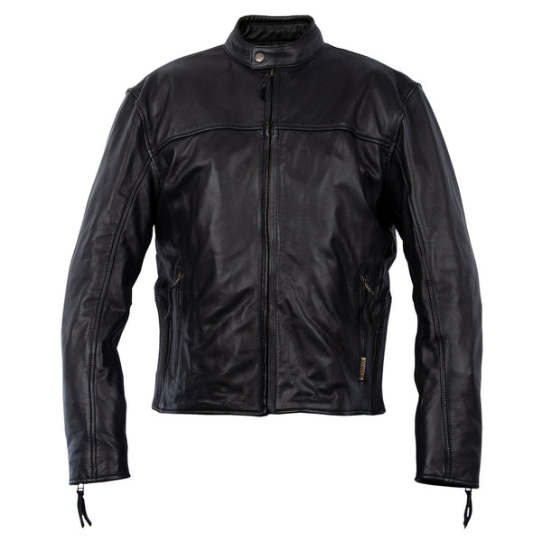 MMCC Men's Black Leather Motorcycle Jacket - MV5020