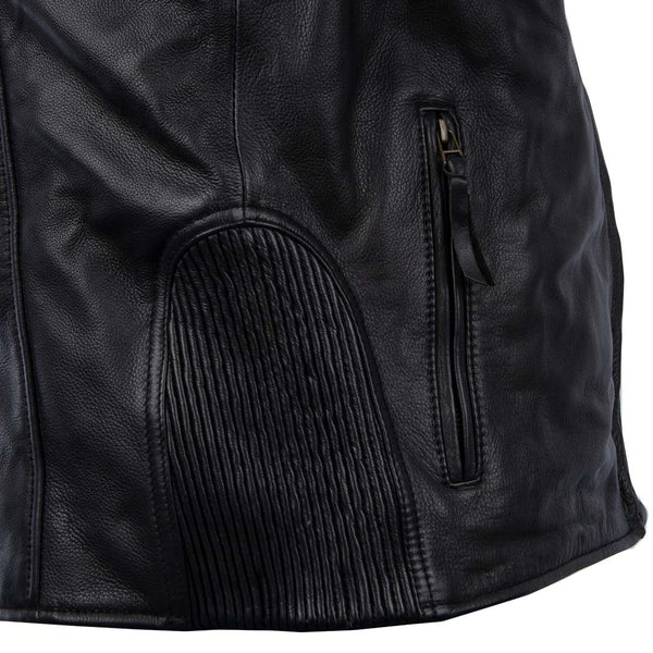 MMCC Men's Black Leather Motorcycle Jacket - MV5020