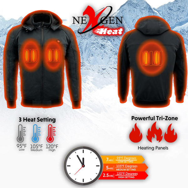 Nexgen Heat NXM1761SET Men’s Black Igniter 'Heated' Soft Shell Racing Style Motorcycle Heated Jacket