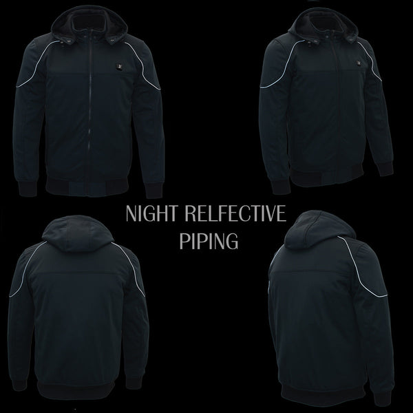 NexGen Heat Men’s Heated – Soft Shell Racing Style  Jacket, 7.4V, 3 Heat Levels, Night Visibility – Cold MPM1761SET