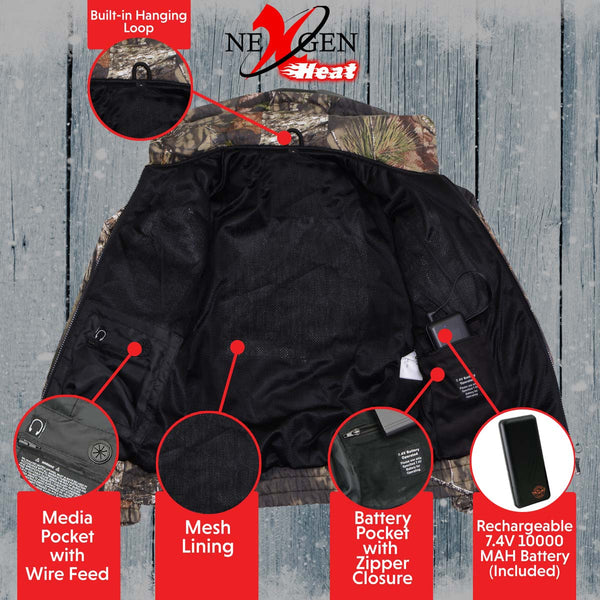 NexGen NXL2776SET Ladies 'Camo' Heated Zipper Hoodie (Rechargeable Battery Pack Included)