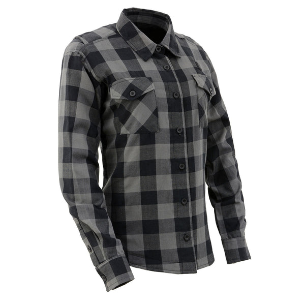 Nexgen Heat Women's NXL2601SET Bonnie Black/Grey Heated Flannel Shirt -for Winter Cold Weather Riding Outdoor Activities