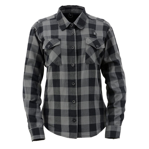 Nexgen Heat Women's NXL2601SET Bonnie Black/Grey Heated Flannel Shirt -for Winter Cold Weather Riding Outdoor Activities