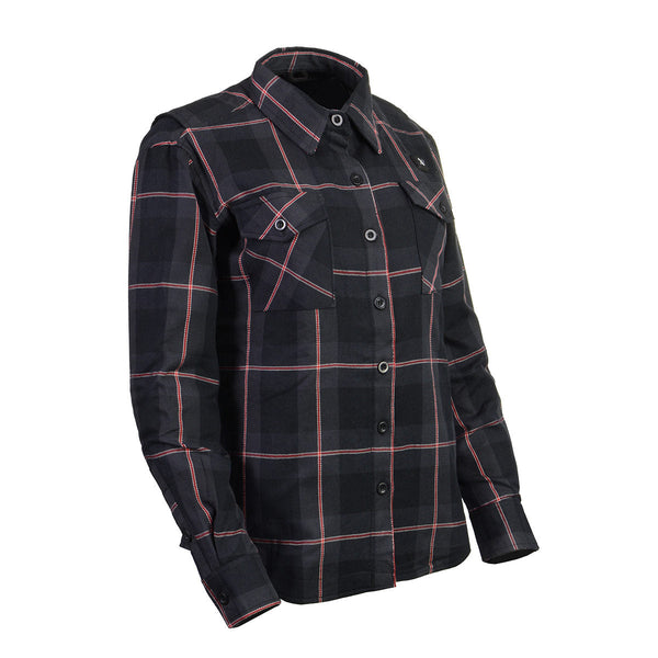 Nexgen Heat Nxl2602set Women's 'Bonnie' Black Grey Red Heated Flannel Long Sleeve Shirt (Rechargeable Battery Pack Included)