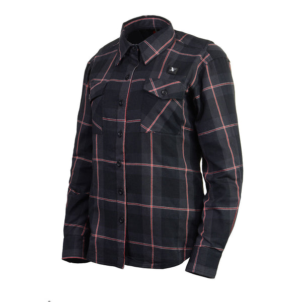 Nexgen Heat Nxl2602set Women's 'Bonnie' Black Grey Red Heated Flannel Long Sleeve Shirt (Rechargeable Battery Pack Included)