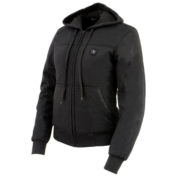 Nexgen Heat Women's Heated Hoodie Jacket - MPL2713SET Black | 3 Level Motorcycle Riding, Winter Ready, Outdoors Use