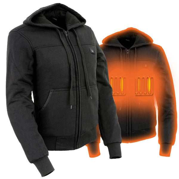 Nexgen Heat MPL2713SET Women Black 'Heated' Front Zipper Fiery Hoodie Jacket for Outdoor Activities
