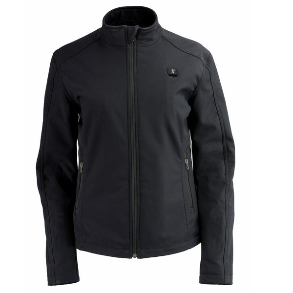 Nexgen Heat NXL2760SET Women's ‘Storm’ Black Soft Shell Zipper Front Heated Jacket (Included 10000mAh Battery Pack)