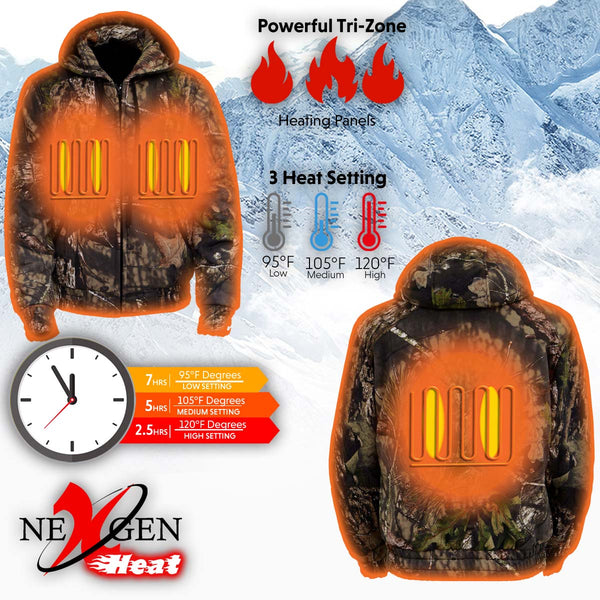 NexGen NXL2776SET Ladies 'Camo' Heated Zipper Hoodie (Rechargeable Battery Pack Included)