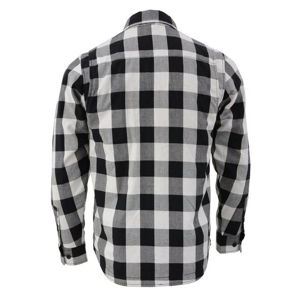 NexGen NXM1601SET Men's 'Riffraff' Black and White Heated Flannel Long Sleeve Shirt (Rechargeable Battery Pack Included)