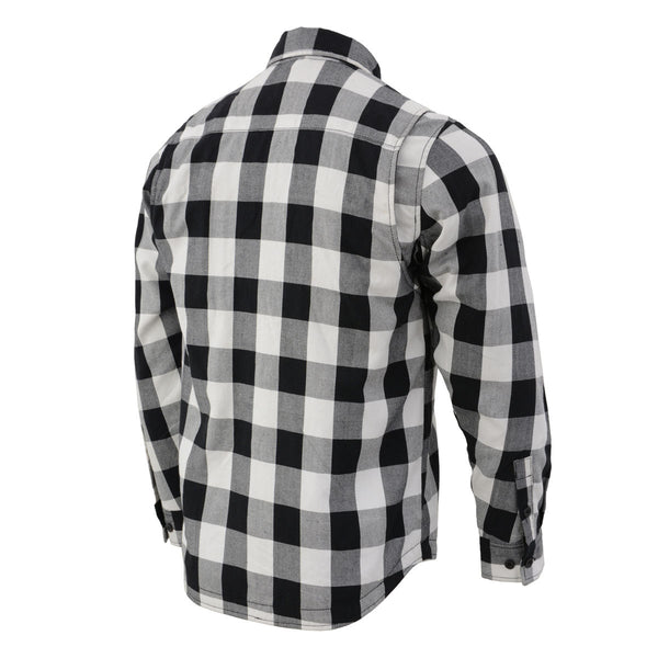 NexGen NXM1601SET Men's 'Riffraff' Black and White Heated Flannel Long Sleeve Shirt (Rechargeable Battery Pack Included)