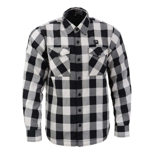 NexGen NXM1601SET Men's 'Riffraff' Black and White Heated Flannel Long Sleeve Shirt (Rechargeable Battery Pack Included)