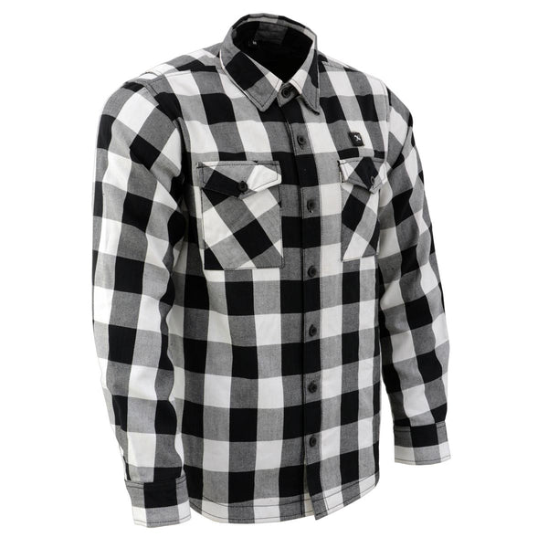 NexGen NXM1601SET Men's 'Riffraff' Black and White Heated Flannel Long Sleeve Shirt (Rechargeable Battery Pack Included)