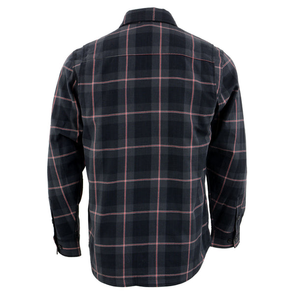 Nexgen Heat Nxm1602set Men's 'Riffraff' Black, Grey/Red Heated Flannel Long Sleeve Shirt (Rechargeable Battery Pack Included)