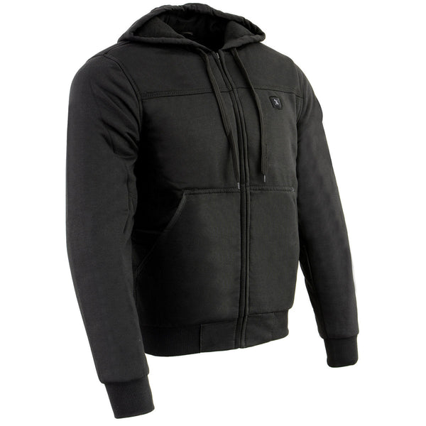 Nexgen Heat Men’s Black Heated Hoodie Jacket – Winter Motorcycle Riding Gear for Cold Outdoors MPM1713SET