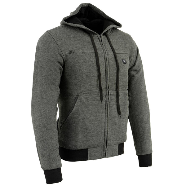 Nexgen Heat Men’s Heated Sweatshirt Hoodie – Grey Cold-Weather Gear for Riding & Outdoor NXM1713SET