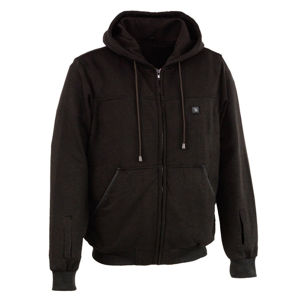 Nexgen Heat MPM1717DUAL Men's Black Heated Hoodie w/ Dual Power Technology - Biker Jacket for Winter w/Battery Pack