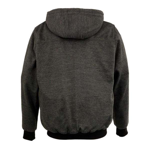 Nexgen Heat NXM1717DUAL Men's Grey Heated Hoodie w/ Dual Power Technology - Biker Jacket for Winter w/Battery Pack