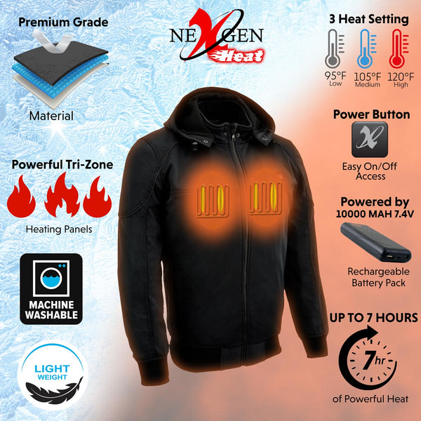 Nexgen Heat NXM1761SET Men’s Black Igniter 'Heated' Soft Shell Racing Style Motorcycle Heated Jacket